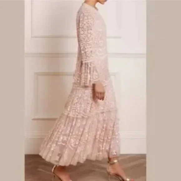 NWT Needle & Thread petal pink Annie dress sequined dress evening gown 12 new